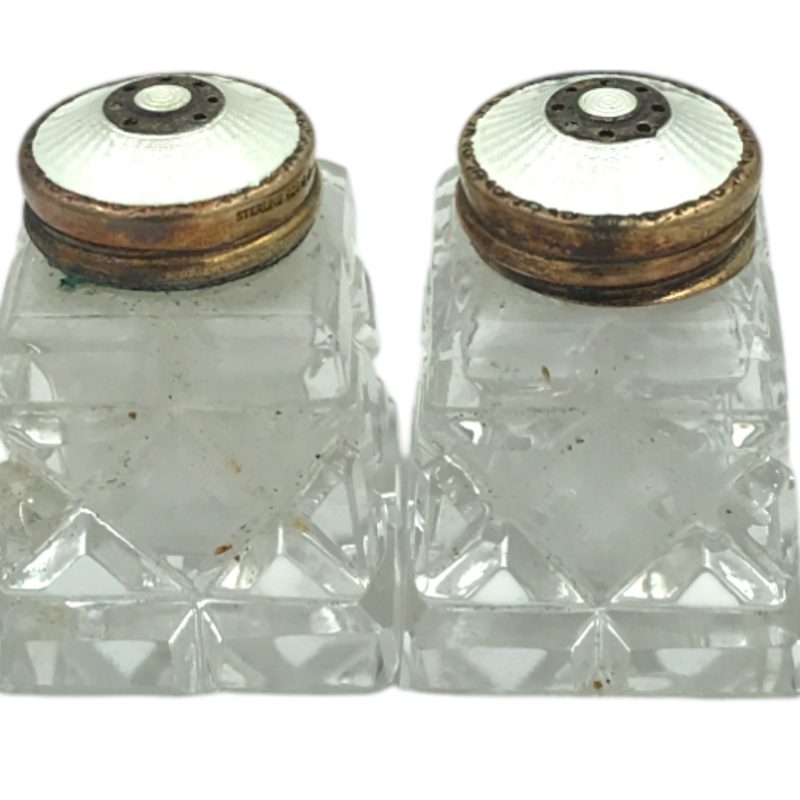 Mineli Gümüş Çift Tuzluk